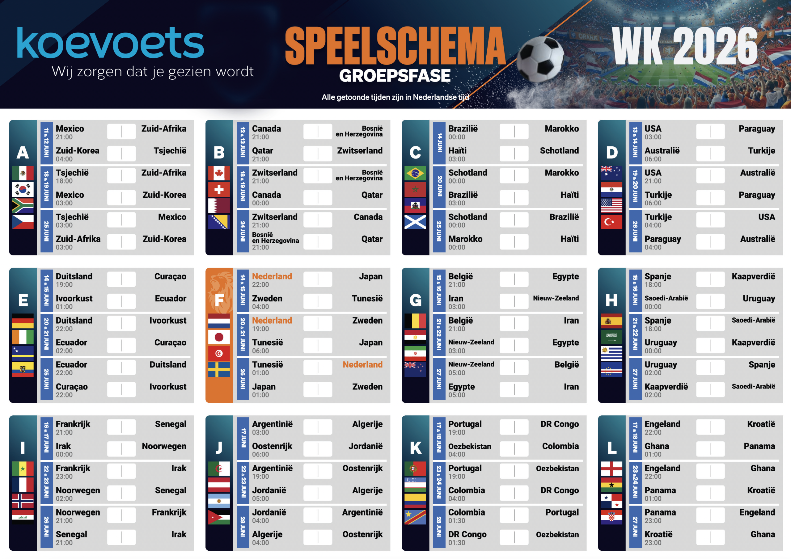 WK 2026 Speelschema